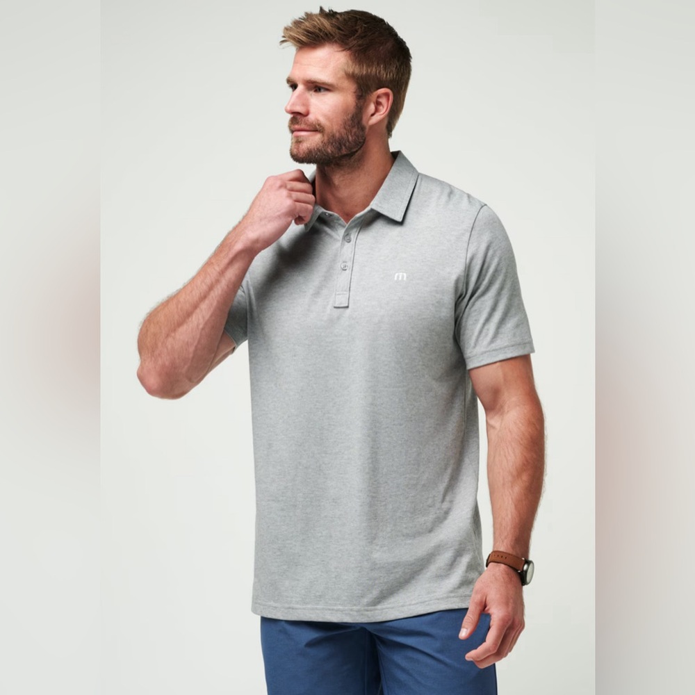 TravisMatthew The Zinna Slub Piqué Polo Heather Grey Size XL